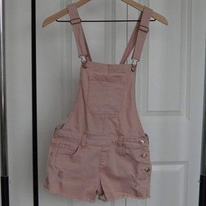 Pink Jean Shorts Overalls
